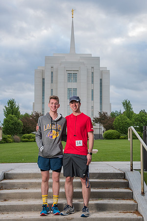 Team photos with the Rexburg temple in the background.