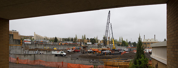 Construction on the Auditorium, later named the BYU-Idaho Center.