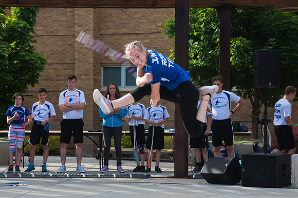 Online leadership and teaching conference held at BYU-Idaho, Spring Semester. The family picnic, held at the McKay Library Amphitheatre had food, games, and a performance by Proform Airborne Jump Rope