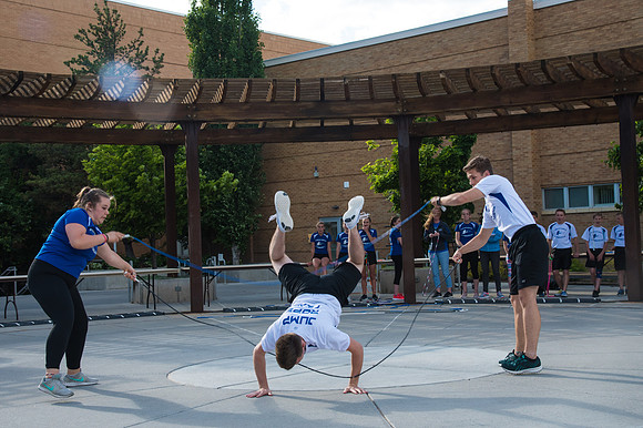 Online leadership and teaching conference held at BYU-Idaho, Spring Semester. The family picnic, held at the McKay Library Amphitheatre had food, games, and a performance by Proform Airborne Jump Rope
