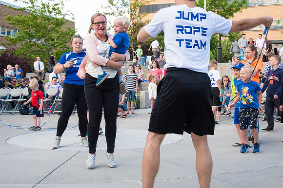 Online leadership and teaching conference held at BYU-Idaho, Spring Semester. The family picnic, held at the McKay Library Amphitheatre had food, games, and a performance by Proform Airborne Jump Rope
