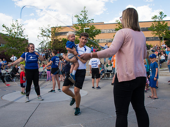 Online leadership and teaching conference held at BYU-Idaho, Spring Semester. The family picnic, held at the McKay Library Amphitheatre had food, games, and a performance by Proform Airborne Jump Rope