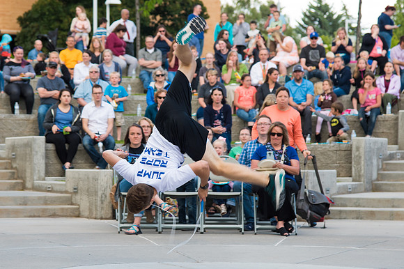 Online leadership and teaching conference held at BYU-Idaho, Spring Semester. The family picnic, held at the McKay Library Amphitheatre had food, games, and a performance by Proform Airborne Jump Rope