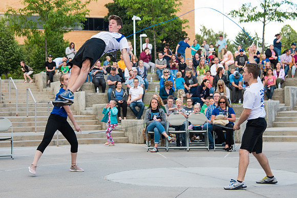Online leadership and teaching conference held at BYU-Idaho, Spring Semester. The family picnic, held at the McKay Library Amphitheatre had food, games, and a performance by Proform Airborne Jump Rope