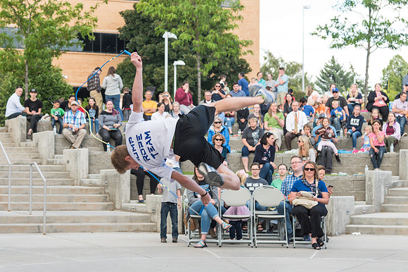 Online leadership and teaching conference held at BYU-Idaho, Spring Semester. The family picnic, held at the McKay Library Amphitheatre had food, games, and a performance by Proform Airborne Jump Rope