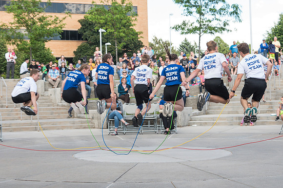 Online leadership and teaching conference held at BYU-Idaho, Spring Semester. The family picnic, held at the McKay Library Amphitheatre had food, games, and a performance by Proform Airborne Jump Rope