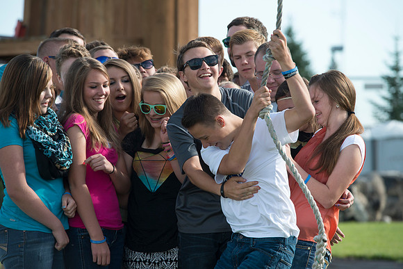 Youth high enjoy the Ropes Course class.