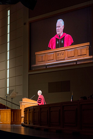 BYU-Idaho December 2013 graduation.  President Kim B. Clark