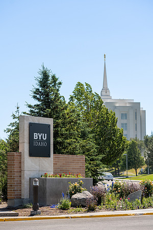 BYU Idaho Sign by Rexburg Temple