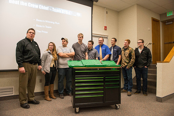 SK Tools representative Rob Conrad speaks to Automotive and Engineering students in the Austin Builiding.