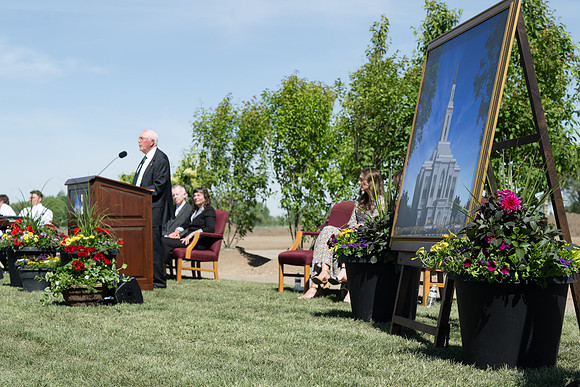 Teton River Temple Groundbreaking ceremony on a beautiful clear morning in North Rexburg, Idaho.