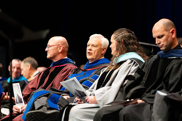Graduates during convocation for the College of Physical Science and Engineering.