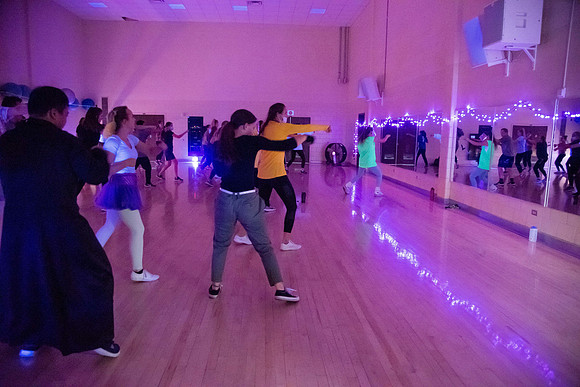 BYUI students participate in Halloween themed fitness classes wearing costumes in the Fall 2021 semester.