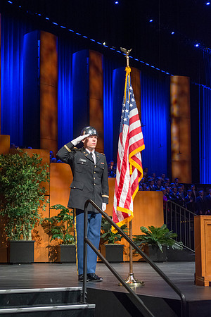 Flag raising at commencement ceremony.
