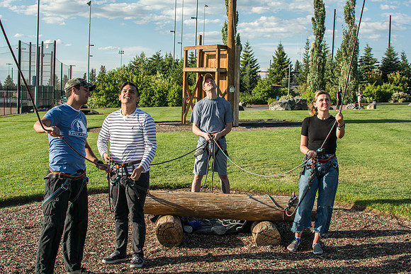 Rexburg YSA 20th Ward closing social at the BYU-Idaho campus Ropes Course.