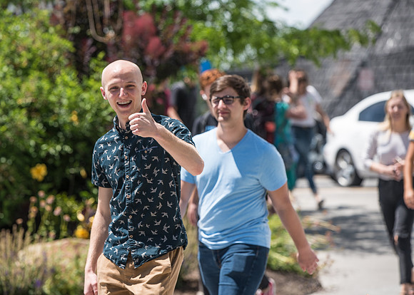 Students on their way into the BYU-I Center for Devotional.