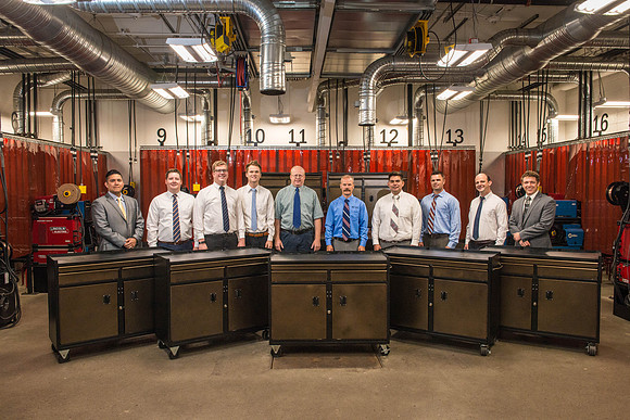 Welding students with tool boxes they designed and manufactured during the semester.  - July 2019