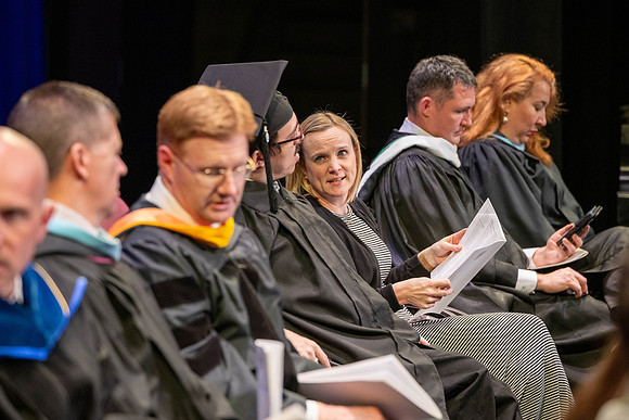 Students graduate from Academic Success and Interdisciplinary Studies in the Hart Building.