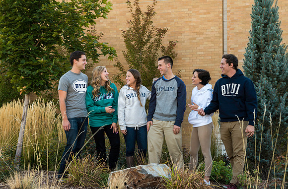 Models pose in new sweatshirts and teashirts for the University Store.