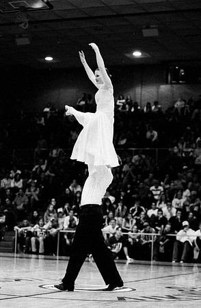 Ballroom dancers preform.