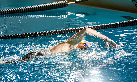 Swimming Pool fitness banner photoshoot.