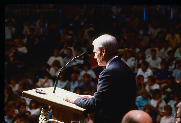 President Christensen comes to Ricks College to speak at Devotional.