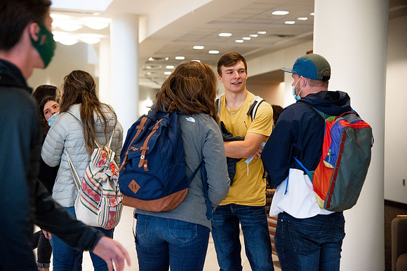 Students gather at the I-center to watch Devotional in the Fall 2021 semester.