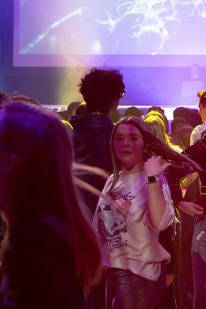 Students gather at the dance to celebrate First Friday.