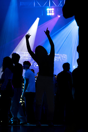 Students gather at the dance to celebrate First Friday.