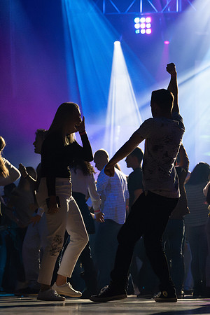 Students gather at the dance to celebrate First Friday.