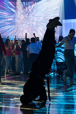 Students gather at the dance to celebrate First Friday.