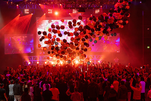 Students gather at the dance to celebrate First Friday.