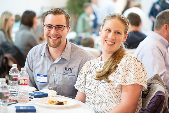 Alumni in the Cache Valley area gather at Eagles Landing Event Center, in Smithfield, Utah and get the chance to listen to and meet President Meredith.