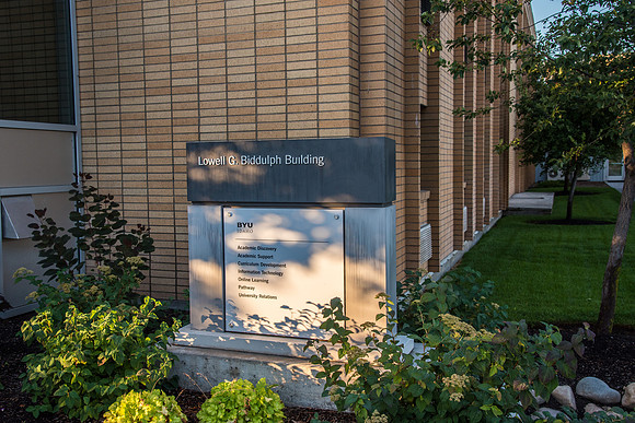 Lowell G Biddulph Building, formerly a boys dorm is now used as an office building for several different departments.