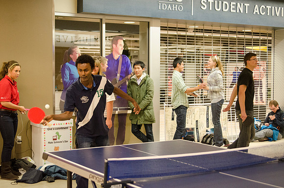 BYU-Idaho students participate in a ping pong tournament held in the Manwaring Center