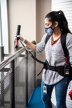 Students sanitizing Oct 2020