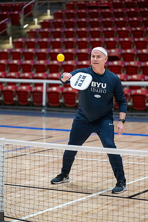 President & Sister Meredith playing pickleball.