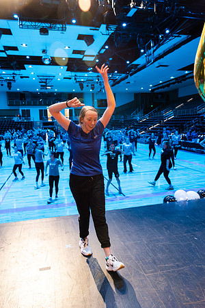 Students participate in the in the Fitness Kickoff in the John W. Heart Building.