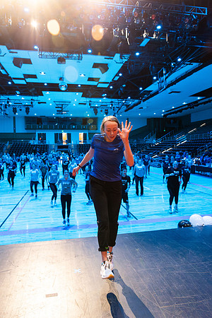 Students participate in the in the Fitness Kickoff in the John W. Heart Building.