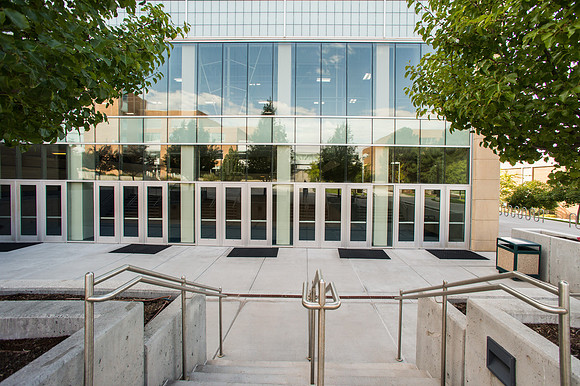 Exit only from the I-Center courts out these doors.