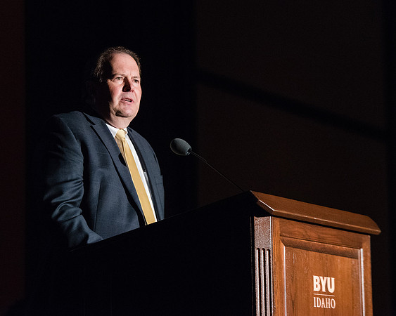 Roger Jackson speaks during devotional held in the Manwaring Center Ballroom, Summer Session.