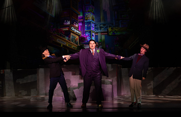 Students performing in the play The Mikado.
