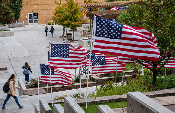 Campus is decorated in hundreds of flags to commemorate the US Constitution.