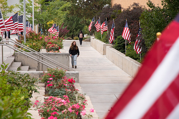 Campus is decorated in hundreds of flags to commemorate the US Constitution.