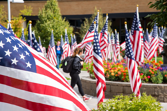 Campus is decorated in hundreds of flags to commemorate the US Constitution.