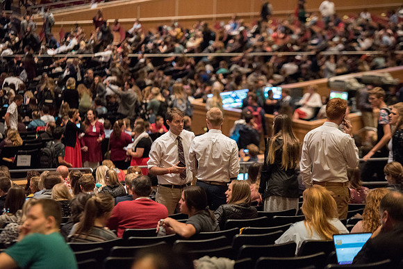 First devotional of Fall semester. Brocasting President Nelson speaks at BYU devotioanl.
