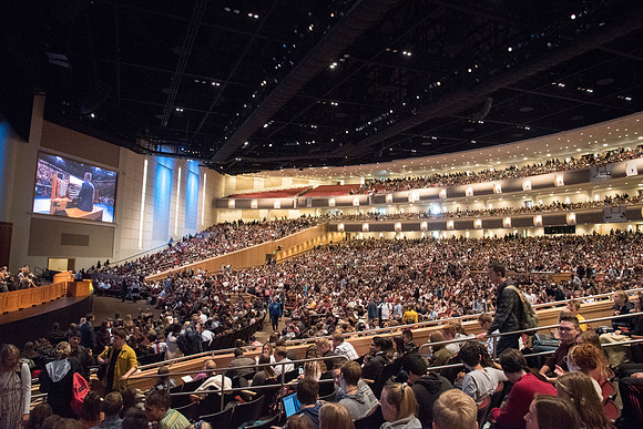First devotional of Fall semester. Brocasting President Nelson speaks at BYU devotioanl.