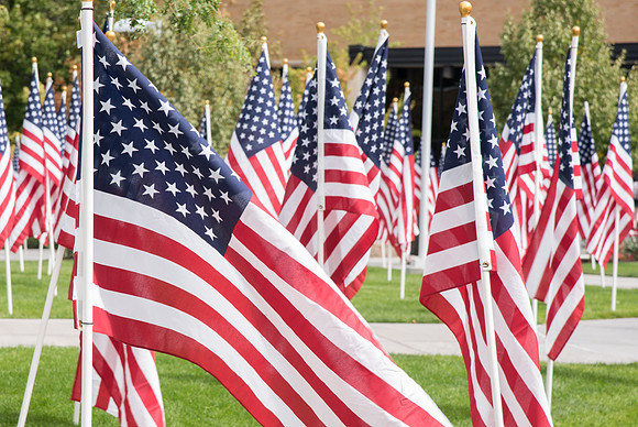 Campus is decorated in hundreds of flags to commemorate the US Constitution.