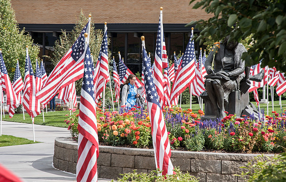 Campus is decorated in hundreds of flags to commemorate the US Constitution.
