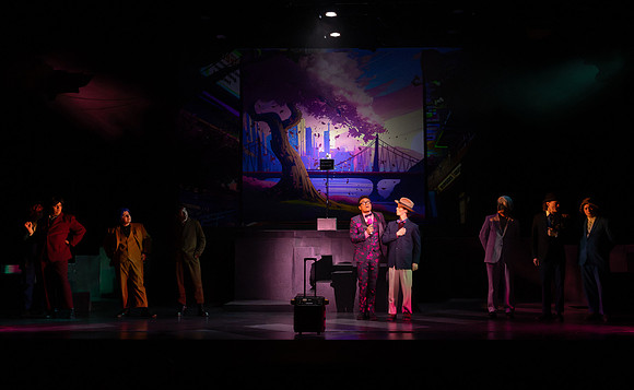 Students performing in the play The Mikado.